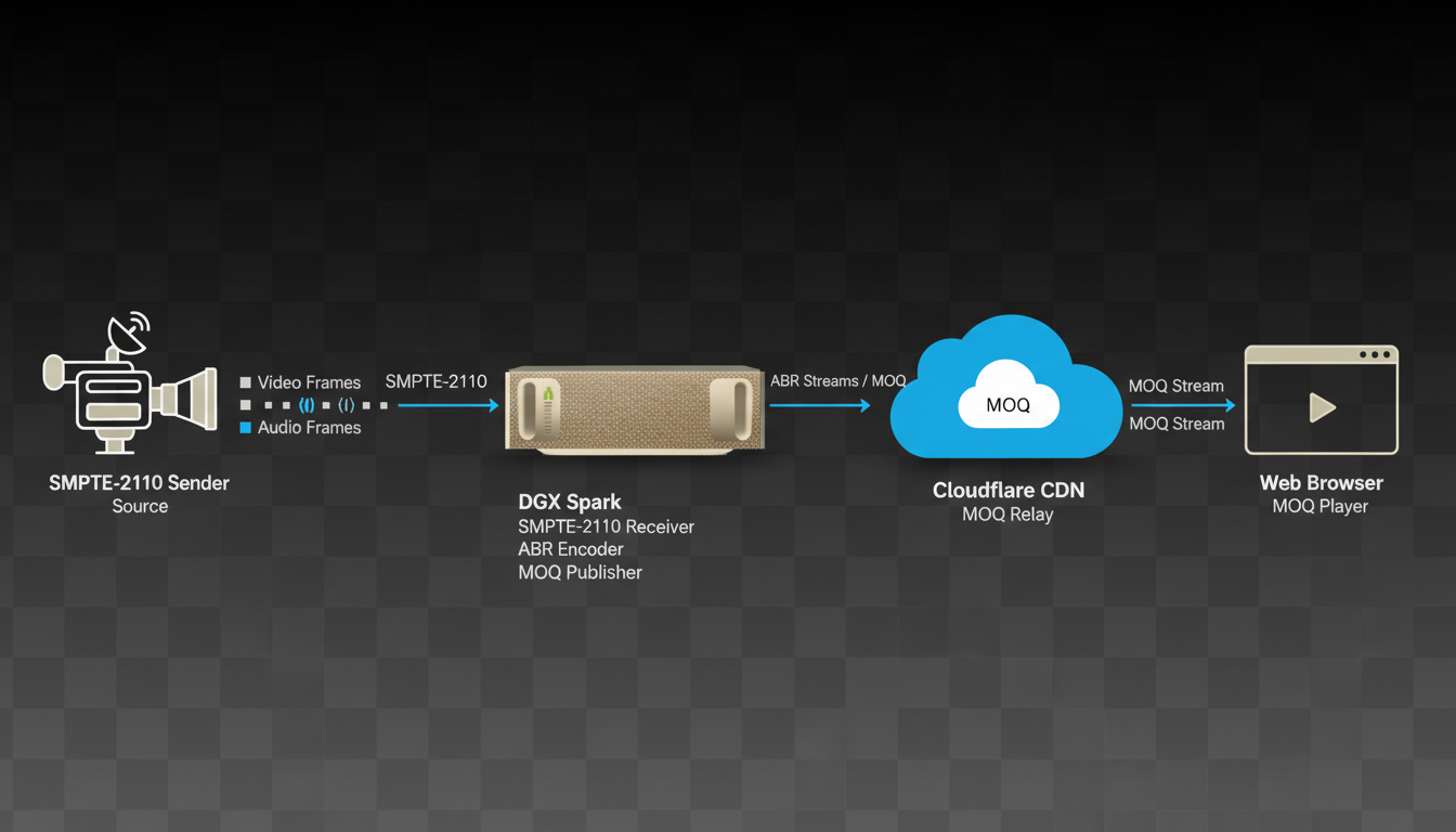 SMPTE 2110 to MOQT workflow